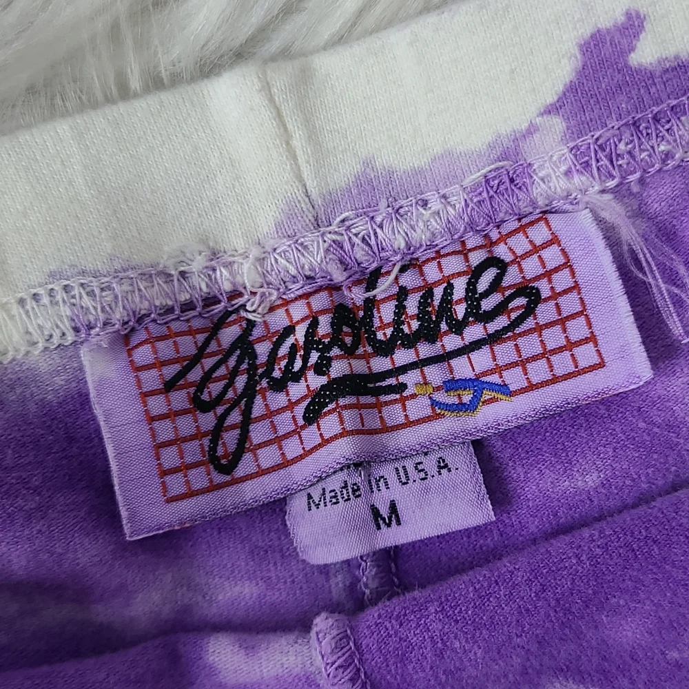 Biker Shorts Size Medium Tie Dye White Purple Cotton Blend Athleisure Unicorn - Picture 4 of 4